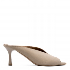 Beżowe klapki peep toe 299P