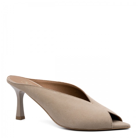 Beżowe klapki peep toe 299P