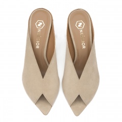 Beżowe klapki peep toe 299P