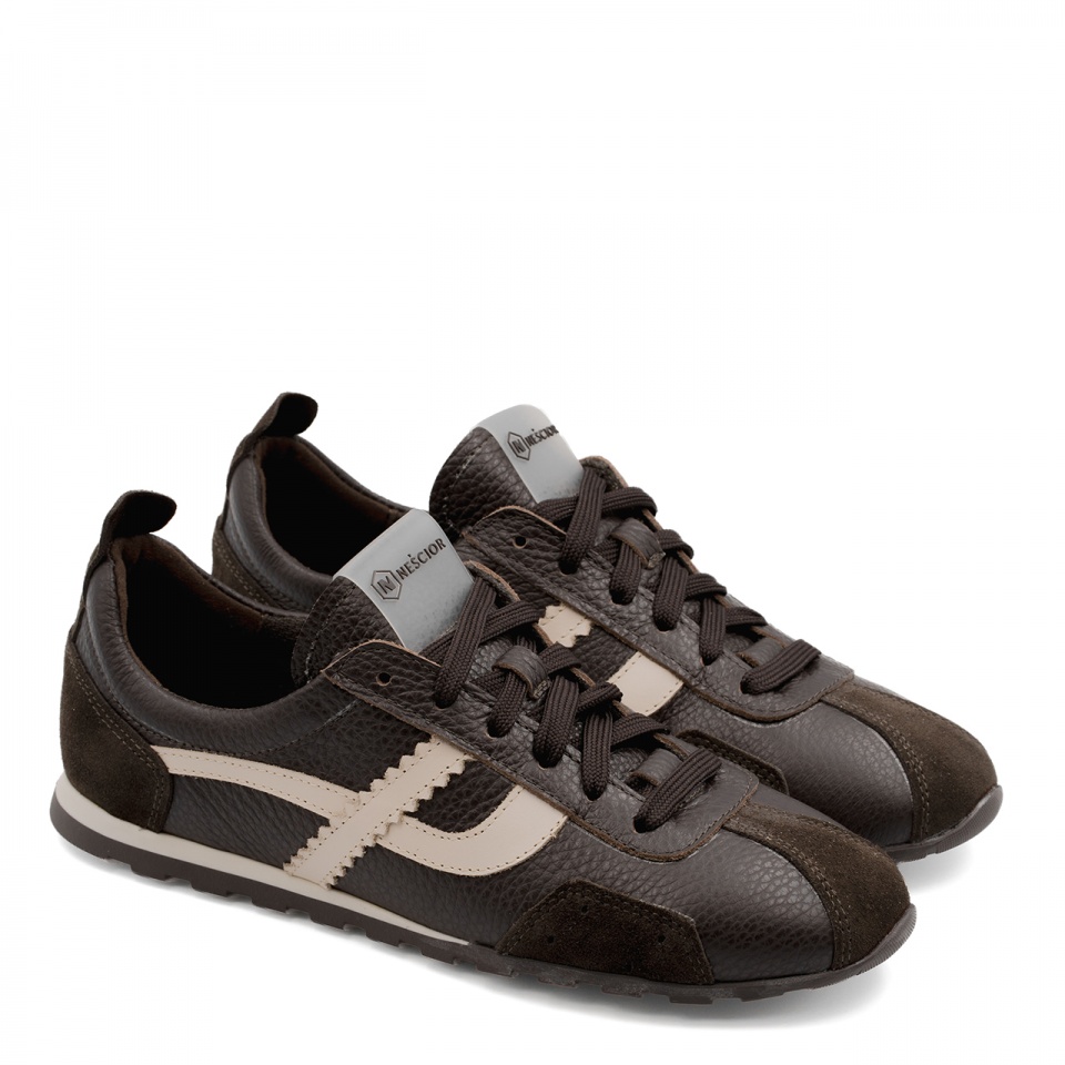 Brązowe skórzane sneakersy 291E