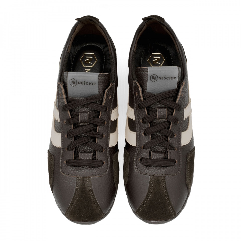 Brązowe skórzane sneakersy 291E