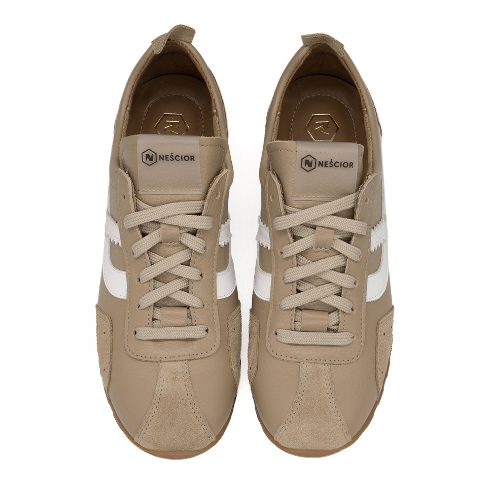 Beżowe skórzane sneakersy 291E