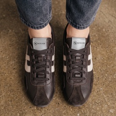 Brązowe skórzane sneakersy 291E