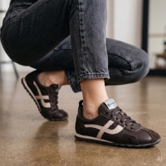 Brązowe skórzane sneakersy 291E