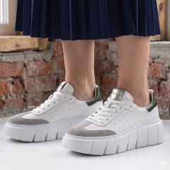 Biało-zielone sznurowane sneakersy 295H
