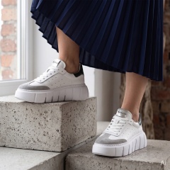 Biało-zielone sznurowane sneakersy 295H