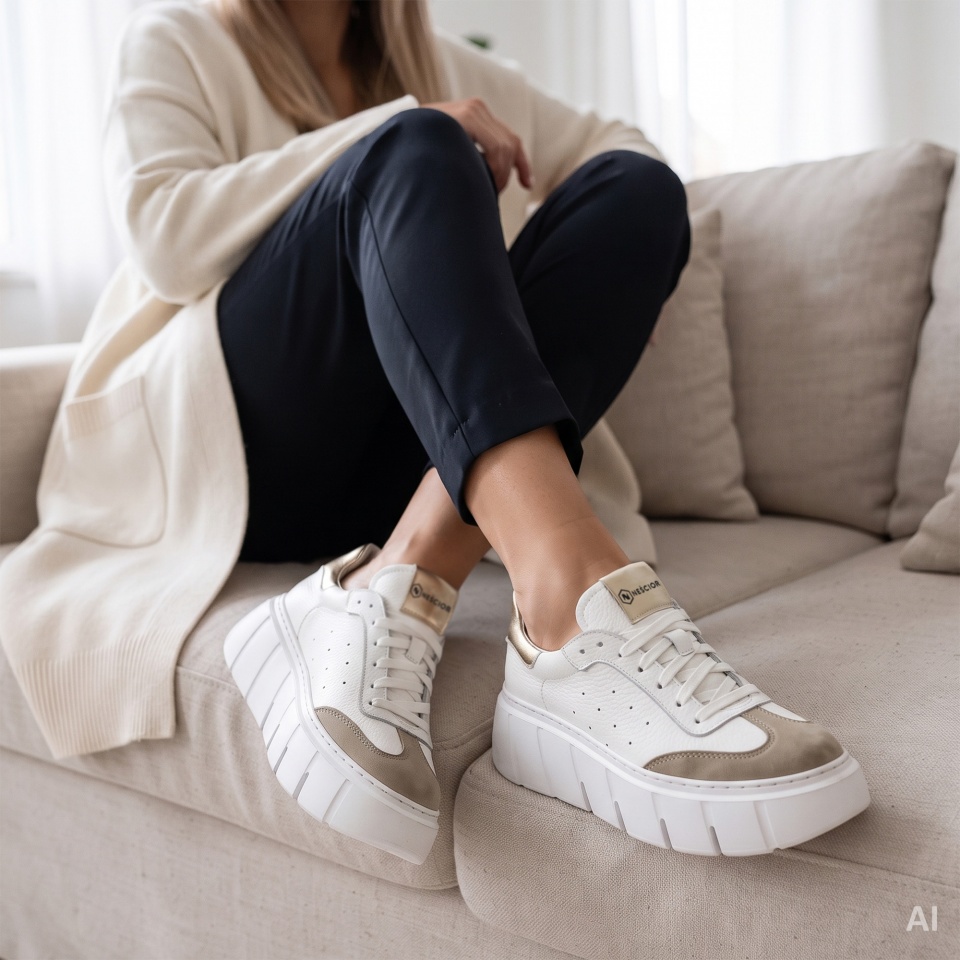 Biało-złote sznurowane sneakersy 295H