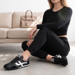 Czarne skórzane sneakersy 291E