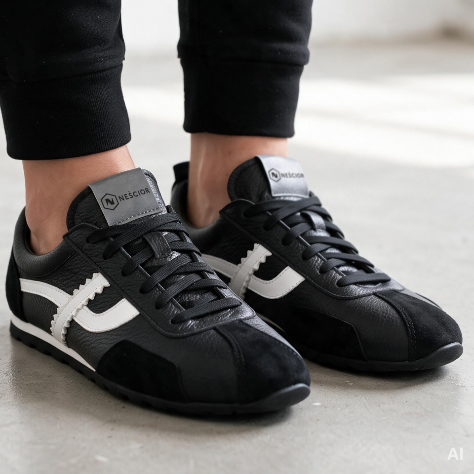Czarne skórzane sneakersy 291E