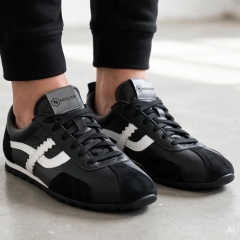 Czarne skórzane sneakersy 291E