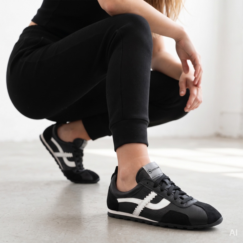 Czarne skórzane sneakersy 291E