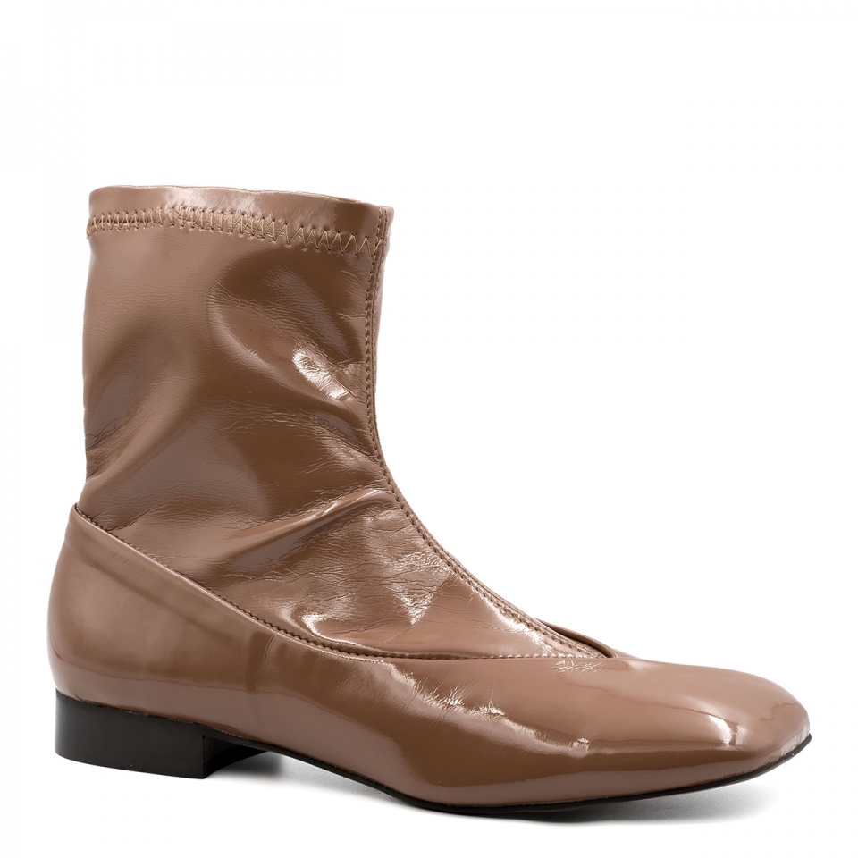 Karmelowe lakierowane botki sock boots 80L