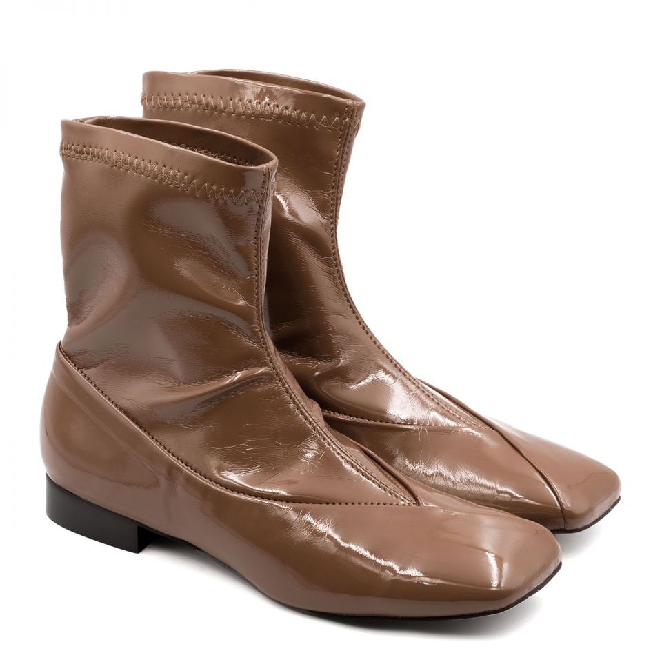 Karmelowe lakierowane botki sock boots 80L