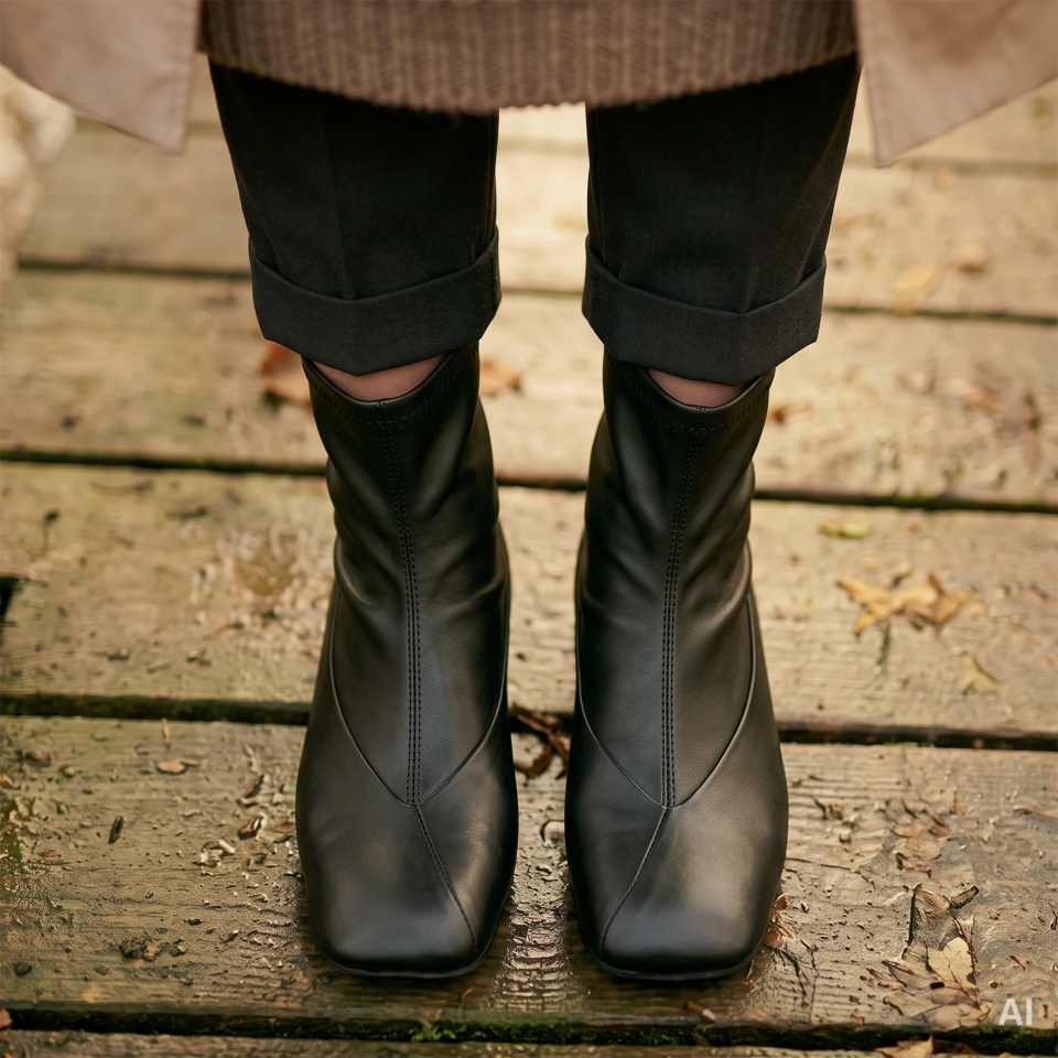 Czarne botki sock boots 80L