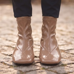 Karmelowe lakierowane botki sock boots 80L
