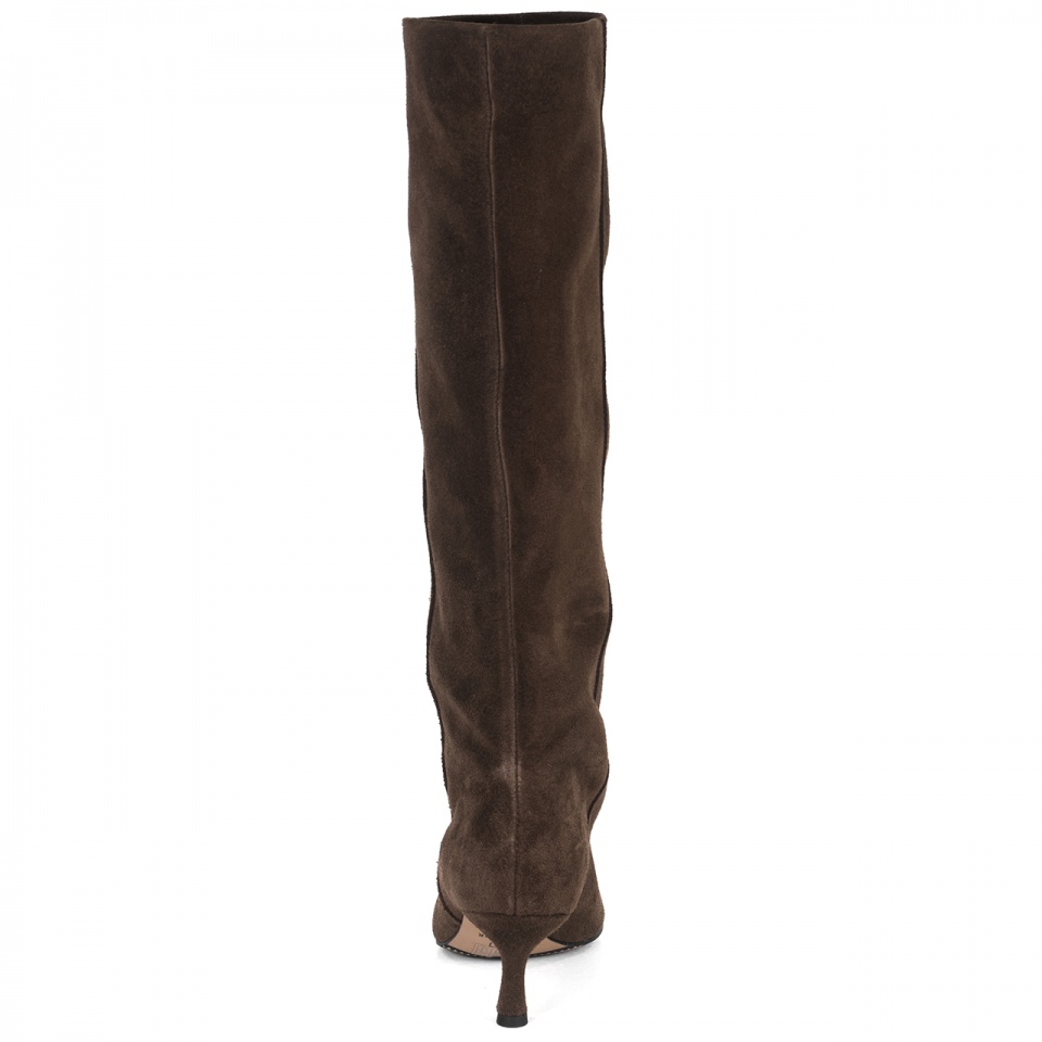 Brązowe kozaki z szeroką cholewką 155G