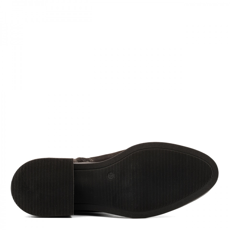 Ciemnobrązowe welurowe botki na zamek 300B