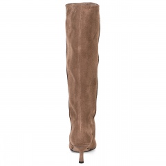 Jasnobrązowe kozaki z szeroką cholewką 155G