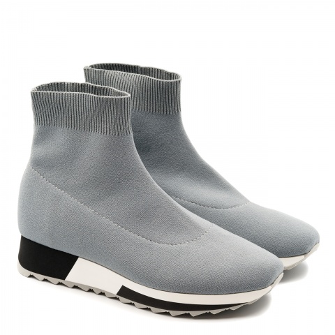 Szare sportowe sneakersy socks na białej podeszwie