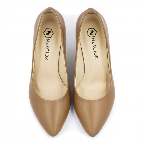 Toffi skórzane czółenka na niskim obcasie 78H1