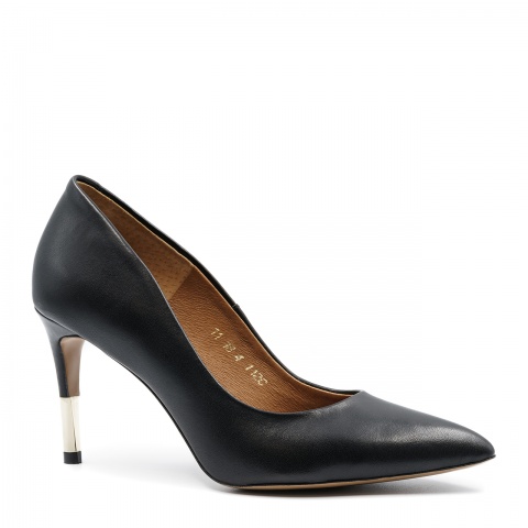 Czarne czółenka na złotej szpilce 112C