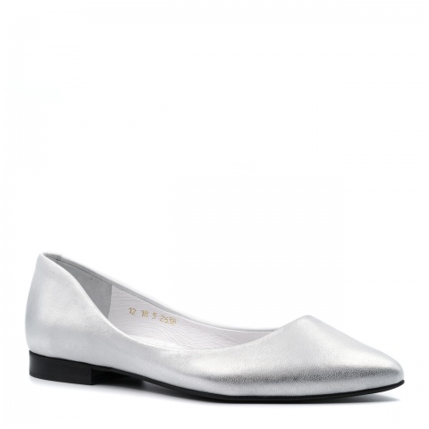 Srebrne skórzane baleriny 263B