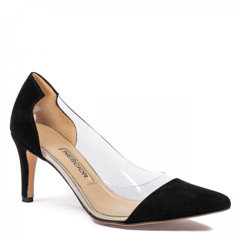 Czarne niskie czółenka z silikonem 102R