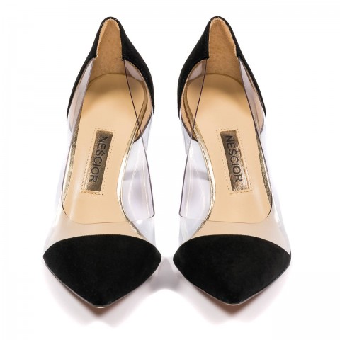 Czarne niskie czółenka z silikonem 102R