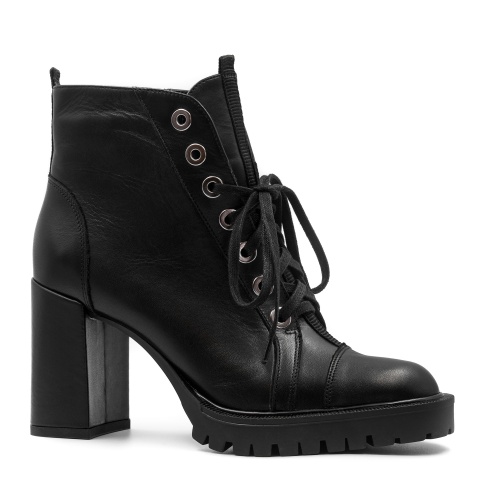 Rude welurowe sznurowane botki na grubym słupku i grubej podeszwie 272B