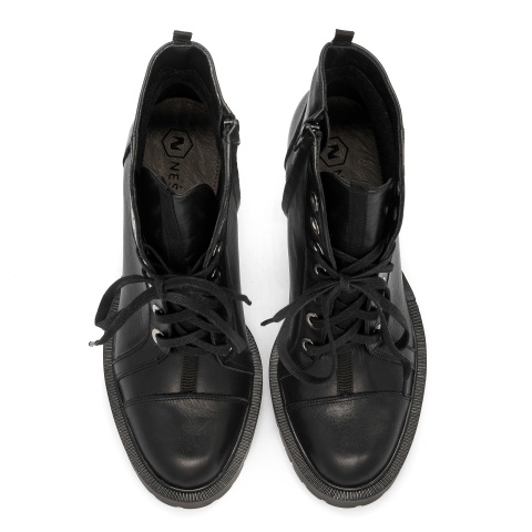 Rude welurowe sznurowane botki na grubym słupku i grubej podeszwie 272B