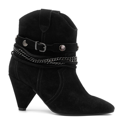 Czarne welurowe kozaki na trójkątnym obcasie 264K