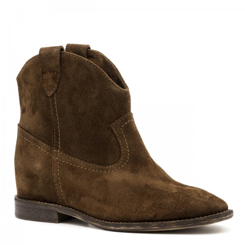 Czarne welurowe botki z ukrytym koturnem 27D