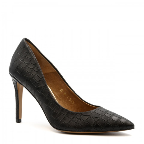 Brązowo zielone skórzane wężowe szpilki 107G