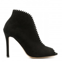 Czarne zamszowe botki peep toe 103M