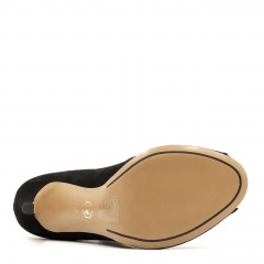 Czarne zamszowe botki peep toe 103M