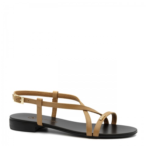 Złote skórzane sandały 09P