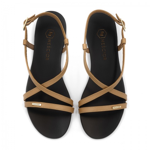 Złote skórzane sandały 09P