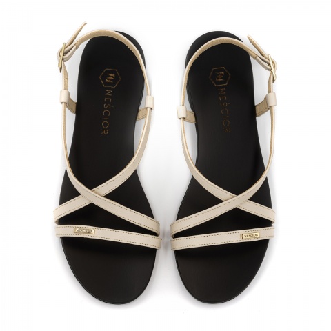 Złote skórzane sandały 09P