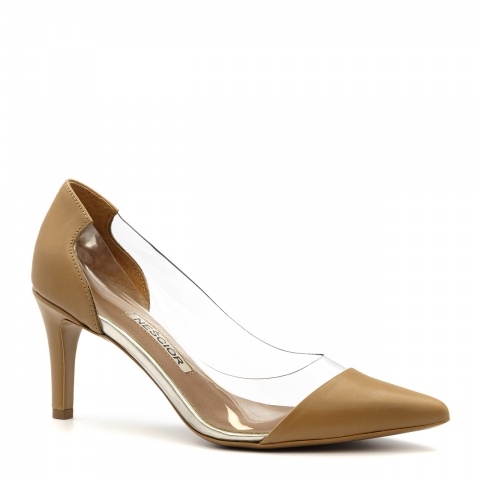 Karmelowe niskie czółenka z silikonem 102R