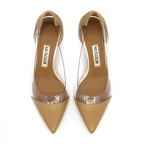 Karmelowe niskie czółenka z silikonem 102R