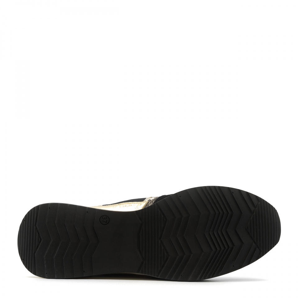 Sportowe czarne sneakersy typu chunky ze złotą wstawką 278B