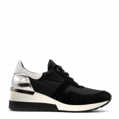 Sportowe czarne sneakersy typu chunky ze srebrną wstawką 278A