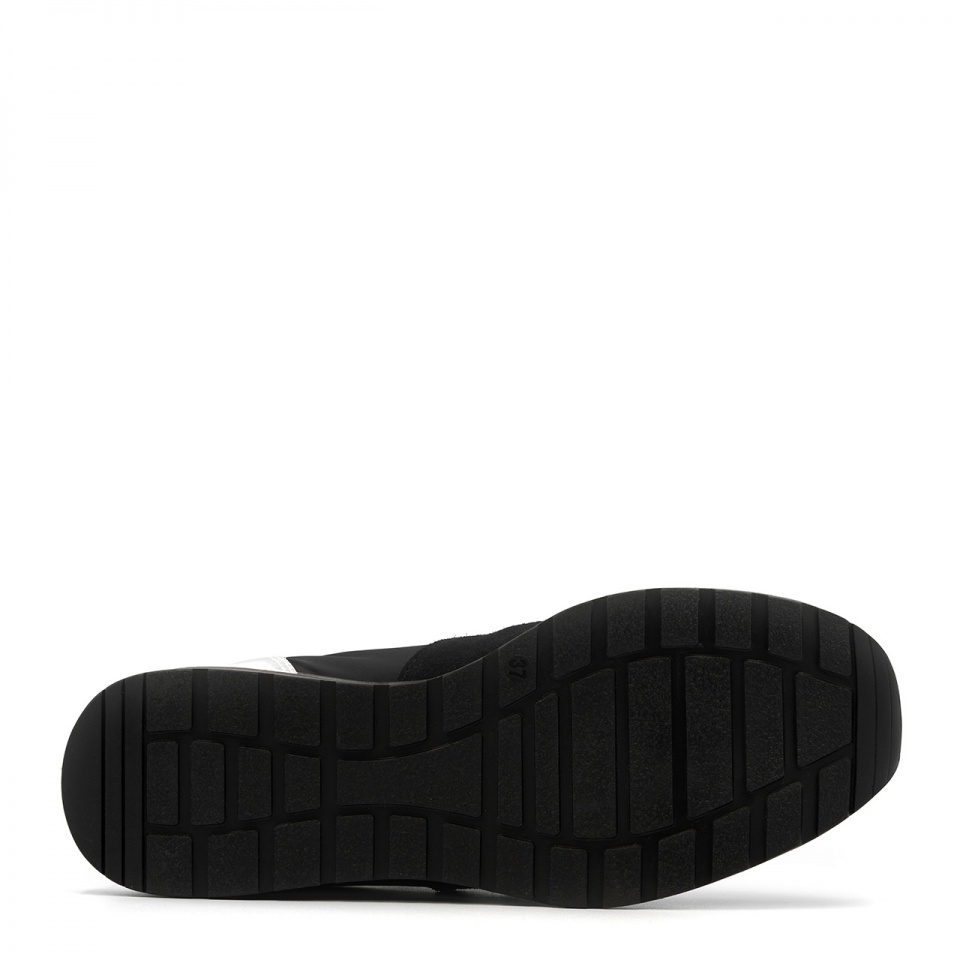 Sportowe czarne sneakersy typu chunky ze srebrną wstawką 278A