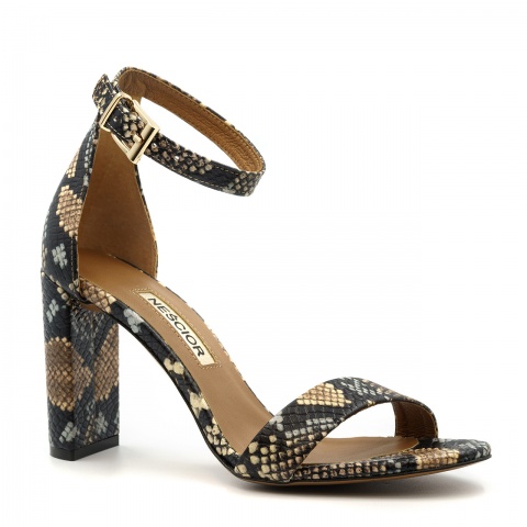 Złote skórzane sandały na wysokim słupku 33G