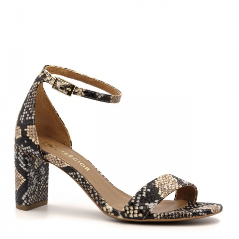 Wielokolorowe skórzane sandały w wężowy wzór 209B