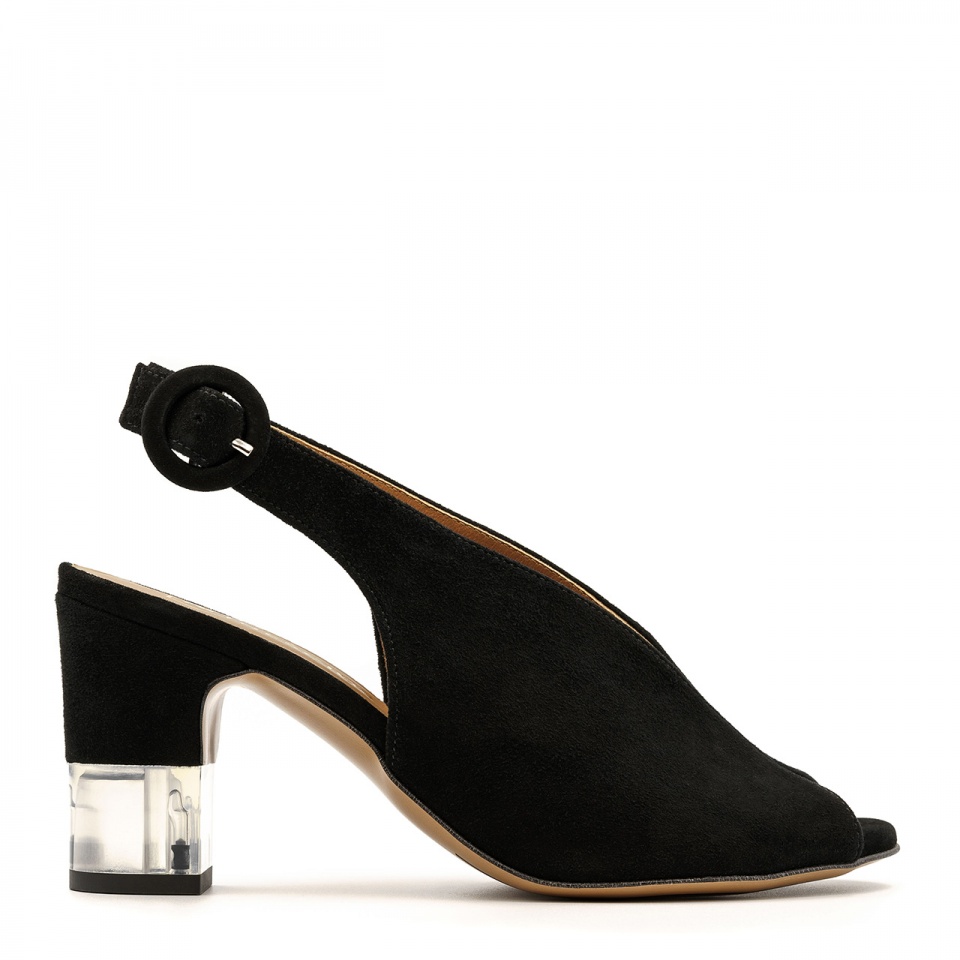 Czarne sandały peep toe 114A