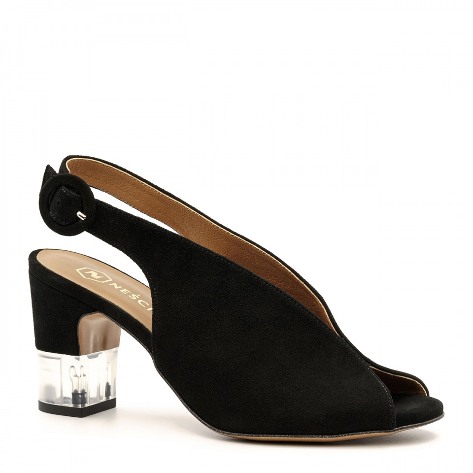 Czarne sandały peep toe 114A