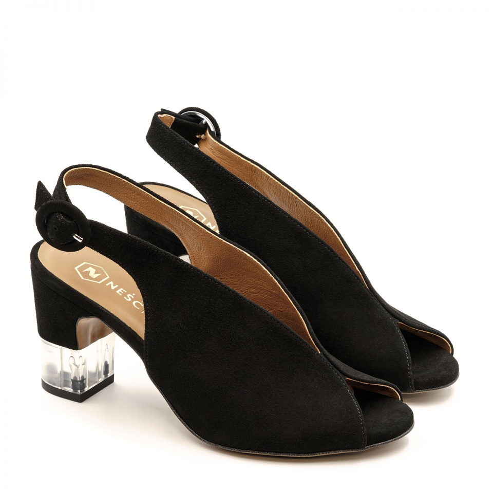 Czarne sandały peep toe 114A