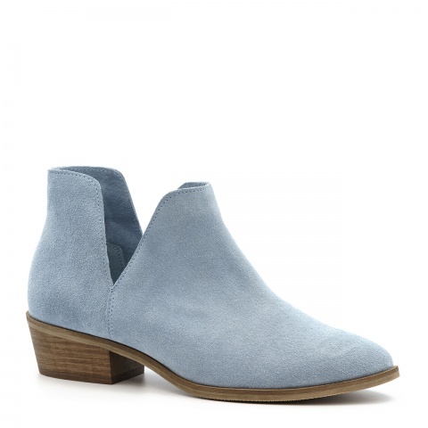 Błękitne welurowe botki z rozcięciem 28V